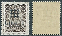 1945 EMISSIONI LOCALI GUIDIZZOLO RECAPITO AUTORIZZATO 1 LIRA MNH ** - RB6 - Lokale/autonome Uitgaven