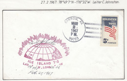 USA Driftstation ICE-ISLAND T-3 Cover Ca  Ice Island T-3 Periode 4 Mar 2 1967 Sign Station Leader C. Johnston  (DR122A) - Wetenschappelijke Stations & Arctic Drifting Stations