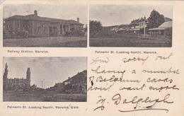 AK Warwick - Queensland - Multi-view Card - Railway Station Palmerin St. - To Brussels 1905  (58542) - Andere & Zonder Classificatie