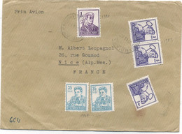 ROUMANIE - N° 1383 X3 +1387x2+1390 / LETTRE Par AVION Pour LA FRANCE -C à D BUCAREST / 28-11-57 - Covers & Documents