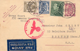 Belgium / Belgie-USA 1941 WWII Censore Red Mark Uprated Postal Card - Occupation Allemande