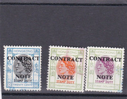 HONG-KONG - CONTRACT NOTE - STAMP DUTY - TWENTY CENTS - THREE DOLLARDS - TWENTY DOLLARDS - Timbres Fiscaux-postaux