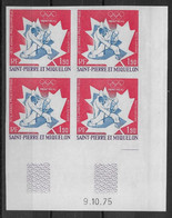 St Pierre Et Miquelon Poste Aérienne N°61 - Non Dentelé - Bloc De 4 Coin Daté - Neuf ** Sans Charnière - TB - Imperforates, Proofs & Errors