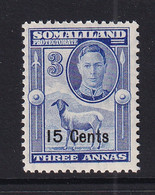 Somaliland Protectorate: 1951   KGVI - Surcharge    SG127     15c On 3a    MH - Somaliland (Protectorate ...-1959)