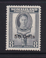 Somaliland Protectorate: 1951   KGVI - Surcharge    SG130     50c On 8a    MH - Somaliland (Protectorate ...-1959)