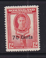 Somaliland Protectorate: 1951   KGVI - Surcharge    SG131     70c On 12a    MH - Somalilandia (Protectorado ...-1959)