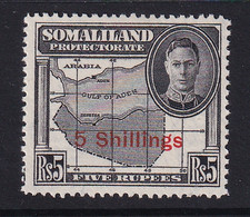 Somaliland Protectorate: 1951   KGVI - Surcharge    SG135     5/- On 5R    MH - Somaliland (Protectorate ...-1959)