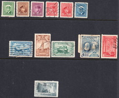 Canada 1937-47 Cancelled, Sc# ,SG 363,375-378,380-381,383,385,400,408,441 - Used Stamps