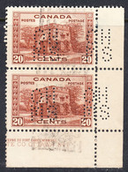 Canada 1937-38 OHMS, 5 Hole (type O1), Pair, Sc# ,SG O105 - Perforés