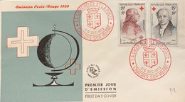 P) 1959 FRANCE, FDC, RED CROSS MICHEL DE L'ÉPÉE AND VALENTIN HAUY STAMP, EMISSION SPECIAL, XF - Other & Unclassified