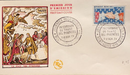 P) 1959 FRANCE, FDC, 300TH ANNIVERSARY OF THE TREATY OF THE PYRÉNÉES STAMP, THE PEACE, XF - Autres & Non Classés