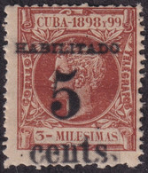 1899-581 CUBA US OCCUPATION 1899 2º ISSUE. 5c S. 3mls PUERTO PRINCIPE FORGERY FALSO. - Nuevos