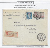 Algérie Tarifs Postaux - Devant De Lettre - Cartas & Documentos