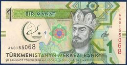 TURKMENISTAN 1 MANAT P-NEW COMMEMORATIVE 5th Asian Indoor And Martial Games FIRST SATELLITE TURKMEN ALEM 52 E 2017 UNC - Turkmenistan