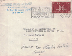 MONACO - TIMBRE DE FRANCE EUROPA 0.25C - ANNULATION FLAMME DE MONACO - 14-2-1963 - PEU COURANT. - Brieven En Documenten