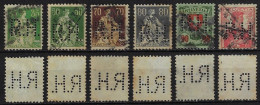 Switzerland 1908/1925 6 Stamp Perfin R.H. By Roth & Henkel (Hero AG) + Rud. Hirt & Sohne From Lenzburg Lochung Perfore - Perfin