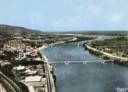 LA VOULTE SUR RHONE VUE GENERALE AERIENNE ET LES PONTS SUR LE RHONE - La Voulte-sur-Rhône