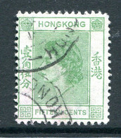 Hong Kong 1954-62 QEII Definitives - 15c Pale Green Used (SG 180a) - Used Stamps