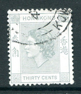 Hong Kong 1954-62 QEII Definitives - 30c Pale Grey Used (SG 183a) - Usati