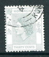 Hong Kong 1954-62 QEII Definitives - 30c Pale Grey Used (SG 183a) - Gebruikt