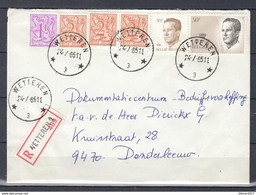 Aangetekende Brief Van Wetteren 3 (sterstempel) Naar Denderleeuw - 1981-1990 Velghe