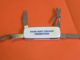Automobile/ Couteau De Poche Publicitaire Multifonctions/FISHER BODY CHICAGO/ Perfection/ Ford/Personnalisé /1982   CP32 - Bottle Openers