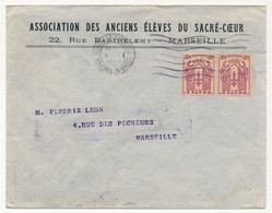 FRANCE - Env Affranchie 40c Chaines Brisées X2 ) Marseille 1944 Sur En-tête Association Anciens élèves Du Sacré Coeur - Covers & Documents