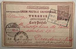 “PÉRA 1901” Blue R! Reply Postal Stationery Autograph ISMAÏL HAKKI BEY(Turkey Ottoman Empire Cover Constantinople - Covers & Documents