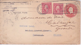 USA  - ENTIER POSTAL + TIMBRES - US.POSTAGE  2 CENTS - CACHET FLAMME SEATTLE WASH. - 1901-20