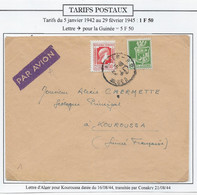 Algérie Tarifs Postaux - Lettre - Lettres & Documents