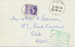 GB 1972 Superb Unpaid Cover Tied By Blackwell Datestamp „LEICESTER / 5“ Also Green Boxed + Instructional / Postage Due - Taxe