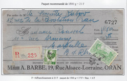 Algérie Tarifs Postaux - Lettre - Lettres & Documents