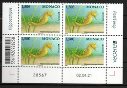 Monaco 2021 Hippocampe Mer Océan Daté  Neuf XX MNH - Unused Stamps