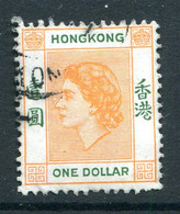 Hong Kong 1954-62 QEII Definitives - $1 Orange & Green - ERROR - Short Leg To 'R' Used (SG 187a) - Gebraucht