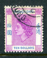 Hong Kong 1954-62 QEII Definitives - $10 Light Reddish-violet & Bright Blue Used (SG 191a) - Usados