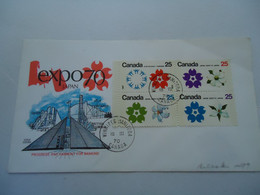 CANADA  FDC   EXPO 70 JAPAN BLOCK OF 4   FLOWERS - Other & Unclassified