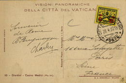 1932 , VATICANO / VATICANE - T.P. CIRCULADA A PARIS , GIARDINI - CASINO MEDICI - Briefe U. Dokumente