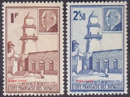 Colonie Fr. Maréchal Pétain Détail De La Série ** Cote Des Somalis N° 191 Et 192 Mosquée De Djibouti - 1941 Série Maréchal Pétain