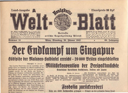 AUSTRIA -  WELT  BLATT - KRIEG  Um SINGAPUR - WIEN - Komplette Zeitung - 1942 - Testi Generali