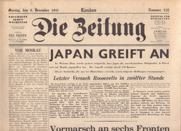 ENGLAND -  DIE  ZEITUNG  - KRIEG  JAPAN  THAI  U501 - LONDON  - Komplette Zeitung - 1941 - Testi Generali