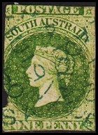 1855. SOUTH AUSTRALIA.  ONE PENNY  VICTORIA Imperforated. Defect.  (MICHEL 1) - JF512409 - Usati