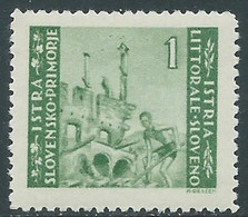 1946 OCCUP. JUGOSLAVA LITORALE SLOVENO EMISSIONE BILINGUE 1 LIRA MNH ** - P21-4 - Jugoslawische Bes.: Slowenische Küste