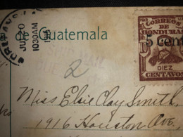 Paquebote SHIP MAIL DUE 2 CT. Circulated In Honduras Postcard From Guatemala - Honduras