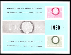 BELGIUM(1960) Europa Symbol. Scott Nos 553-4. Yvert Nos 1150-1. Europa Issue. Deluxe Proof (LX33) Of 2 Values. - Luxuskleinbögen [LX]