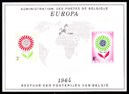 BELGIUM(1964) Stylised Flower. Scott Nos 614-5. Yvert Nos 1298-9. Europa Issue. Deluxe Proof (LX45). - Feuillets De Luxe [LX]