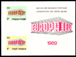 BELGIUM(1969) Stylised Buildings. Scott Nos 718-9. Yvert Nos 1489-90. Europa Issue. Deluxe Proof (LX54). - Luxuskleinbögen [LX]