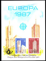 BELGIUM(1987) Modern Architecture. Scott Nos 1268-9. Yvert Nos 2251-2. EUROPA Issue. Deluxe Proof (LX76). - Deluxe Sheetlets [LX]