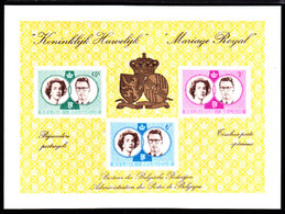 BELGIUM(1960) Belgian Royal Marriage. Scott Nos 560-2. Yvert Nos 1169-71. Deluxe Proof (LX34) Of 3 Values. - Feuillets De Luxe [LX]