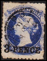 1876-1891. SOUTH AUSTRALIA.  3 PENCE On FOUR PENCE VICTORIA. Interesting Paper Error Due To Fo... (MICHEL 41) - JF512428 - Oblitérés