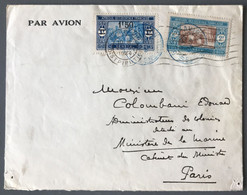 Sénégal N°86 Et 98 Sur Enveloppe TAD (bleu) DAKAR AVION 1934 Pour Paris - (C1143) - Lettres & Documents